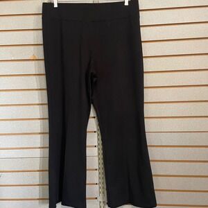 Susan Graver Black Flare Leg Pants Women's Size L Polyester Rayon Spandex